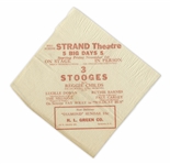 Unique Three Stooges' Promotional Items From 1940, Advertising Their Performance at the Strand Theatre -- Paper Bag Measuring 6'' x 8'' & Napkin Measuring 7'' x 6.75'' -- Very Good